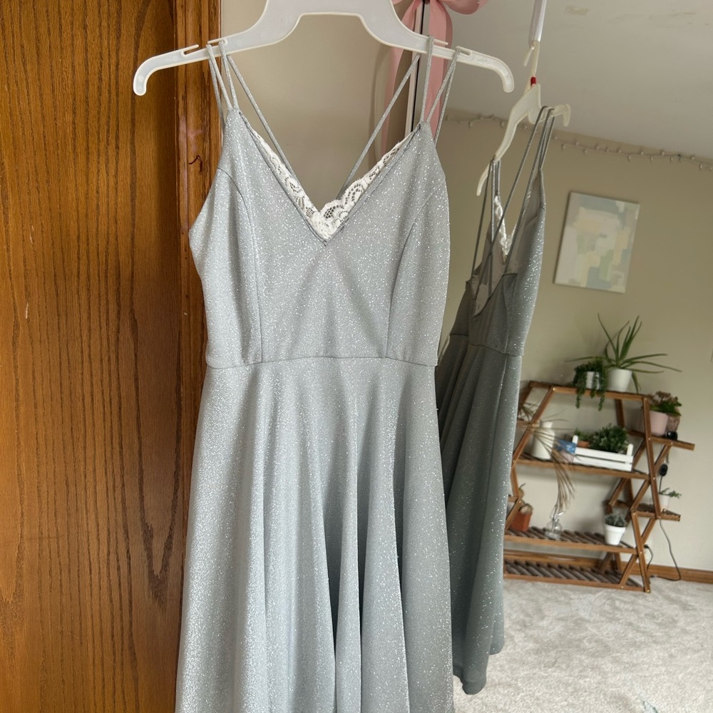 Windsor Silver Glitter Mini Dress